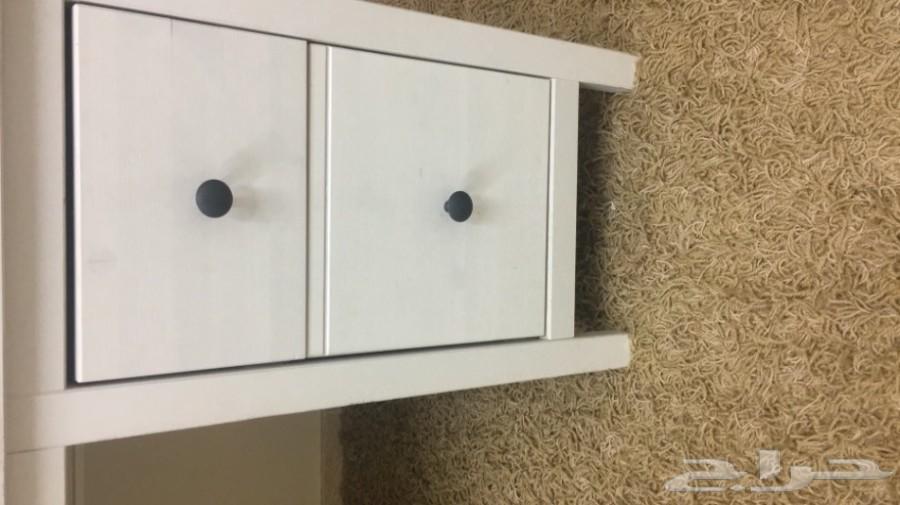 مكتب إيكيا مع رف علوي خشب صلب Hemnes