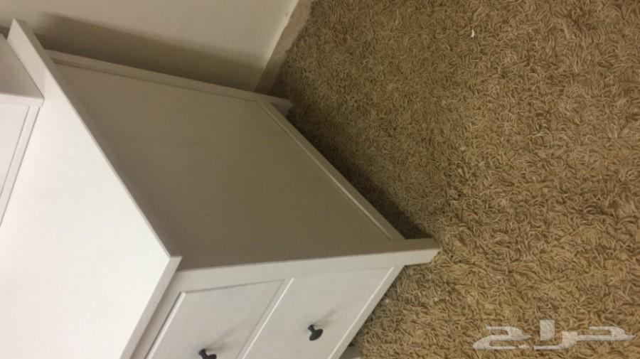 مكتب إيكيا مع رف علوي خشب صلب Hemnes