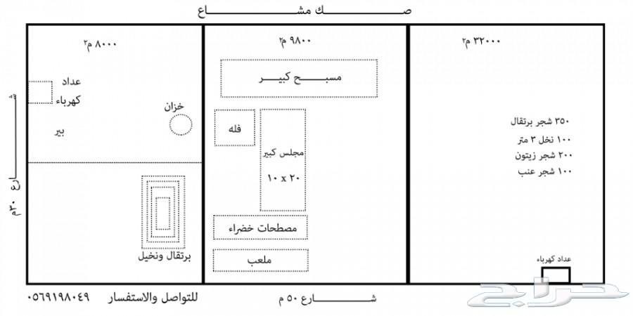 للبيع منتجع وارض مثمرة بالقاعد بحائل