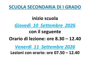 Orario inizio scuola a.sc. 2026 2027 sec.igrado page 0001