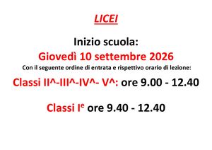 Orario inizio scuola a.sc. 2026 2027 licei page 0001