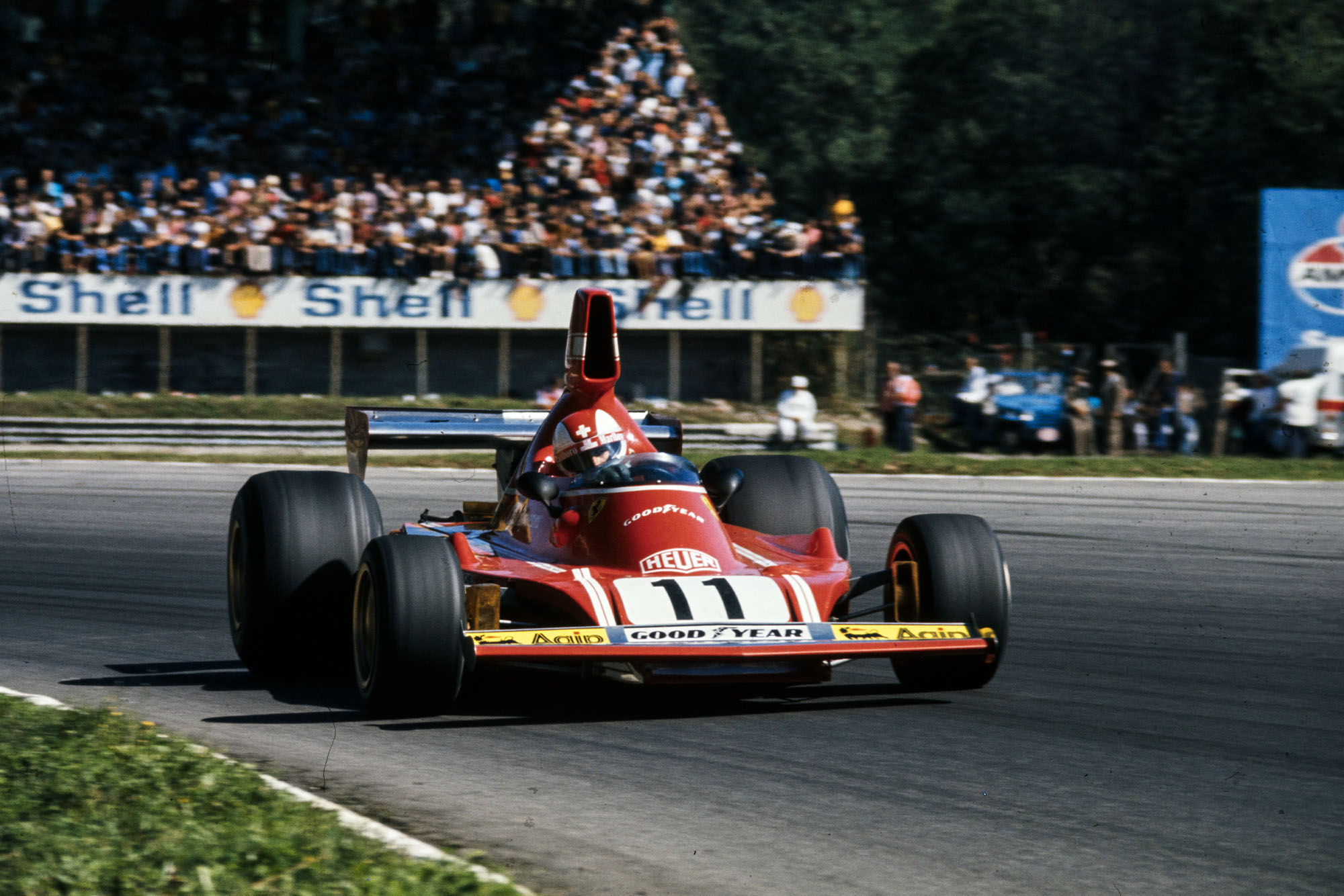 Clay Regazzoni driving for Ferrari at the 1974 Italian Grand Prix