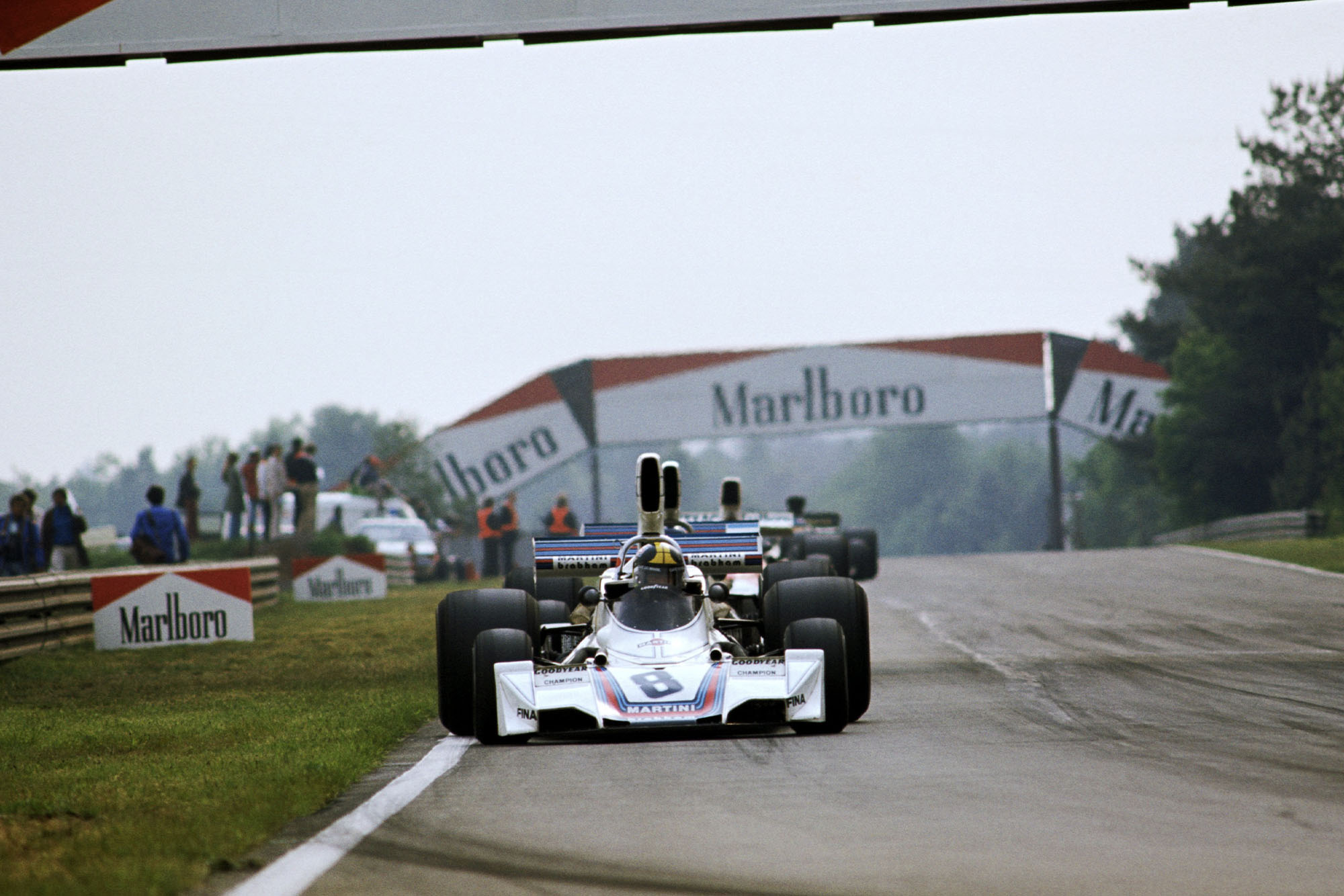Carlos Pace (Brabham) competeing at the 1975 Belgian Grand Prix, Zolder.