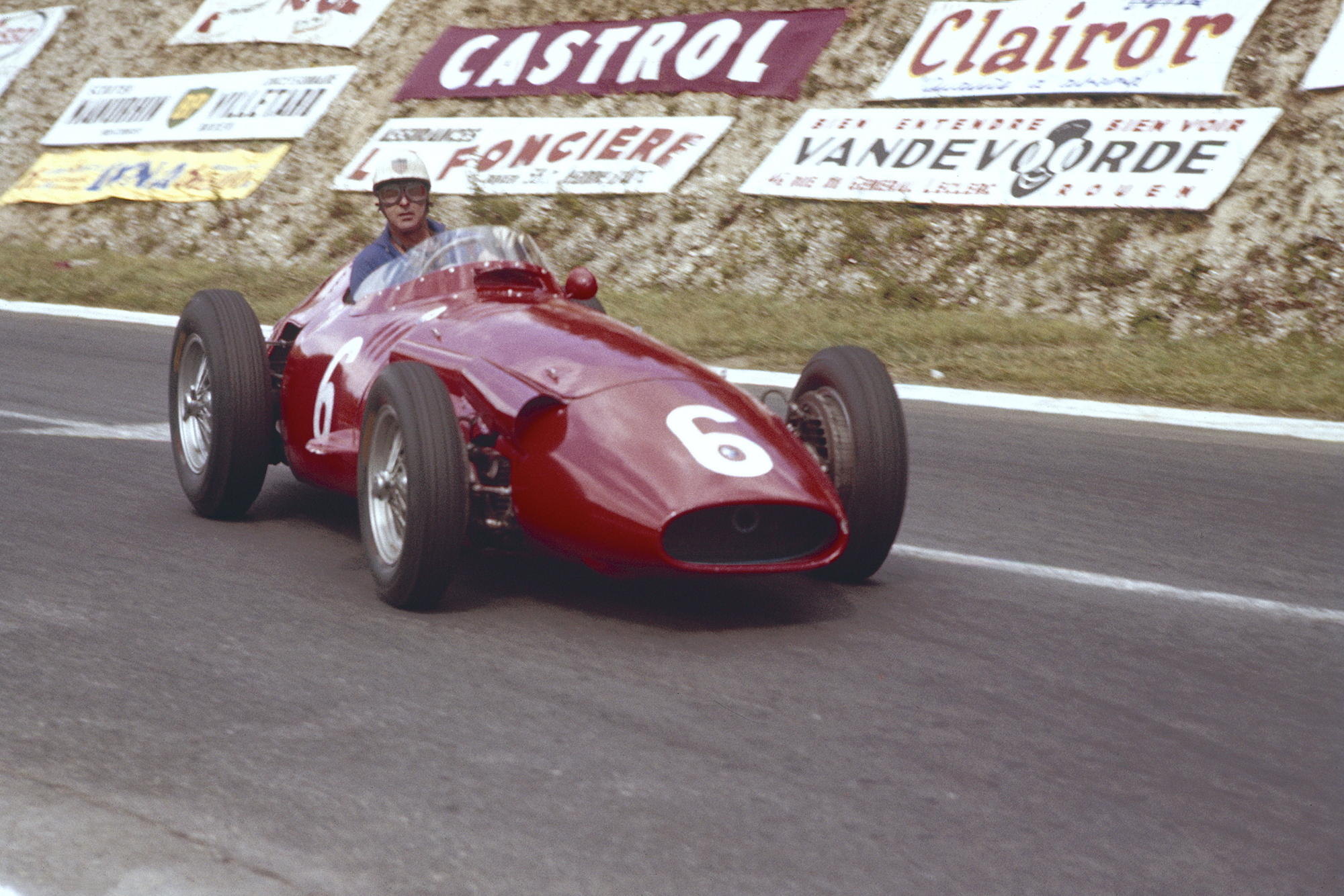 Harry Schell in the Maserati 250F at the 1957 French Grand Prix, Rouen.