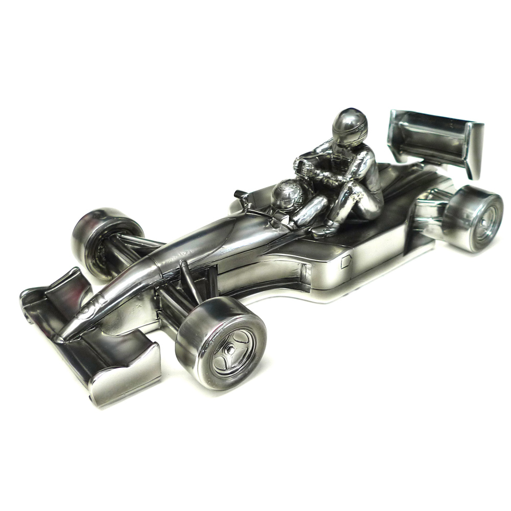 Product image for 1991 British Grand Prix 'taxi for Senna' chrome sculpture: Signed Nigel Mansell