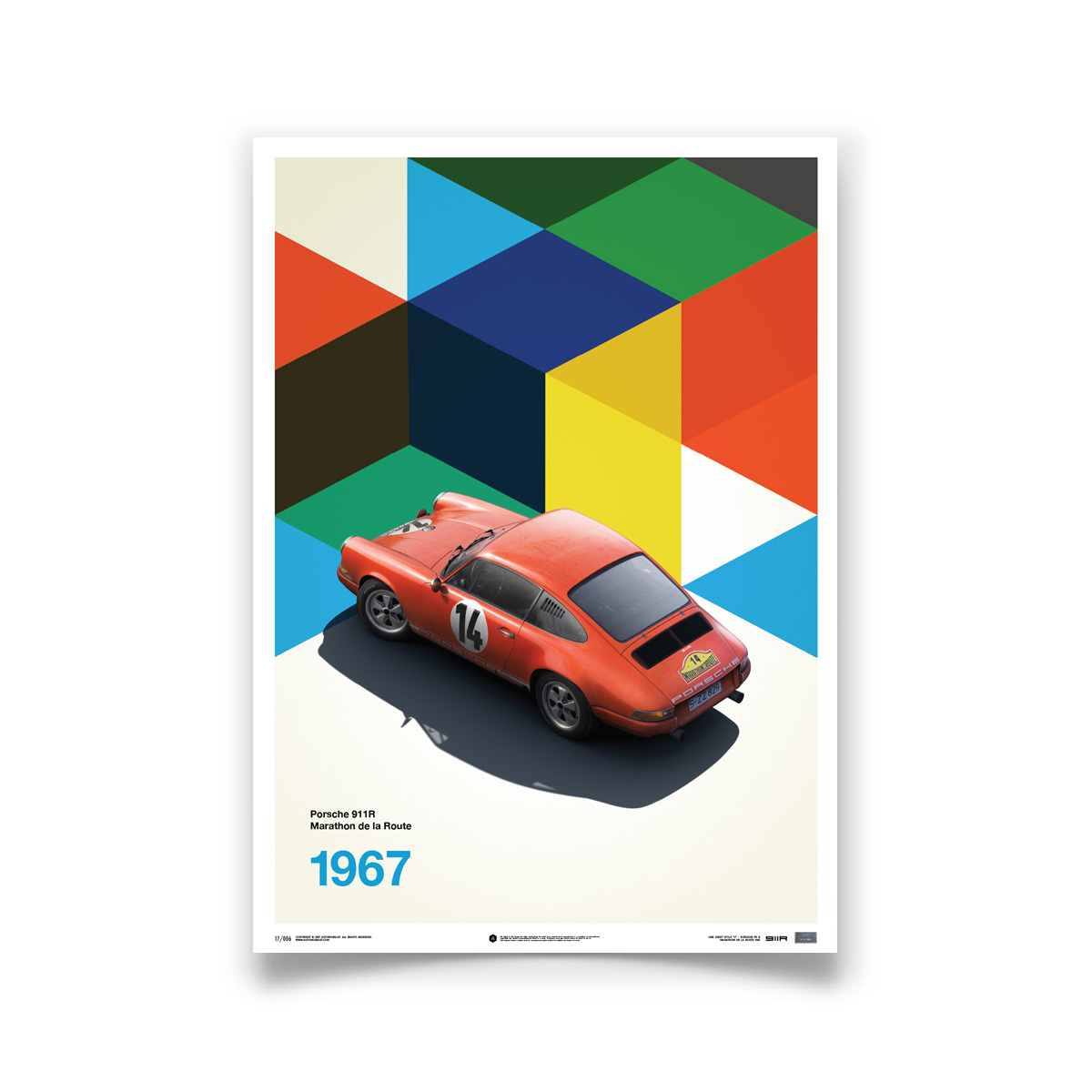 Product image for Porsche 911R Red Marathon de la Route 1967: Limited Poster