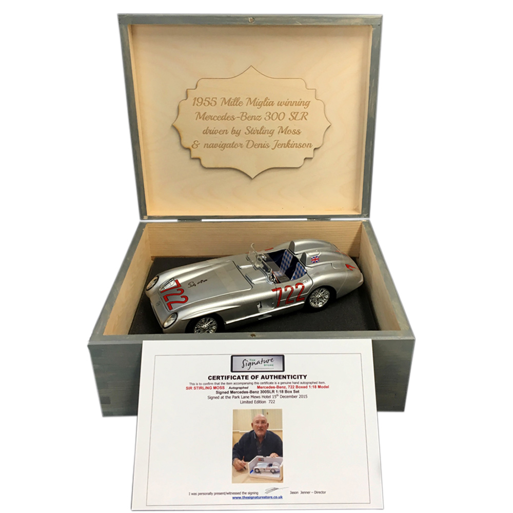 Product image for 1955 Mille Miglia, Mercedes-Benz 300 SLR '722' Model: Signed by Sir Stirling Moss