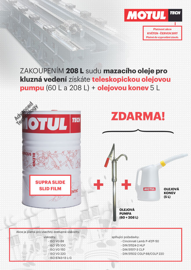 Speciální nabídka mazacích olejů SUPRA SLIDE a SLID FILM