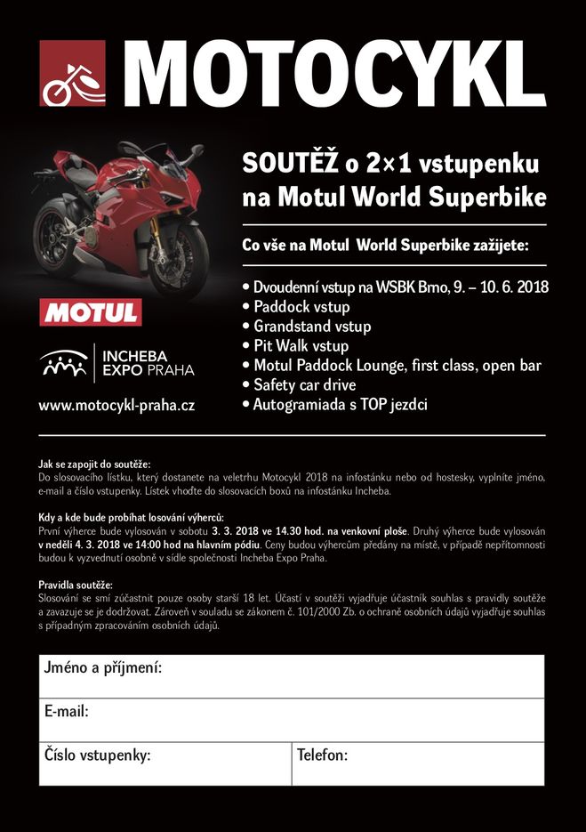 Vyhrajte lístky na závody World Superbike v Brně!
