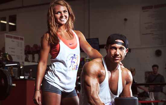 Jordan Saunders and fiance Ryan in the gym