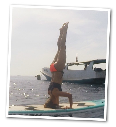 melody doing exercise in the sea