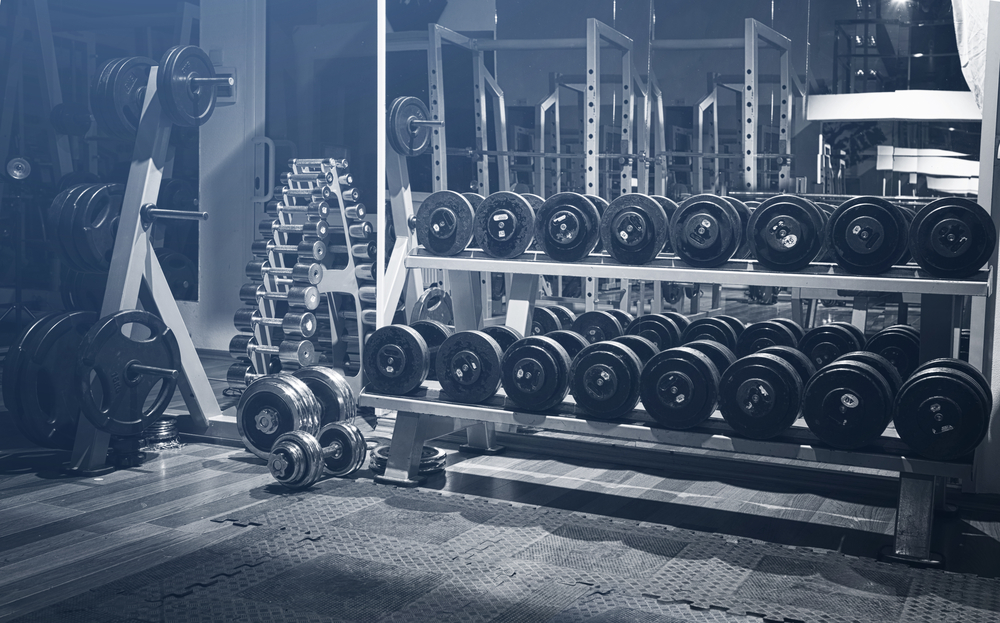 rack of free weights