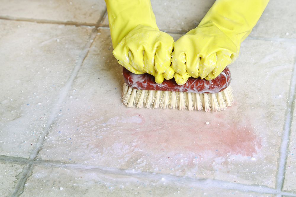 Scrubbing the floors