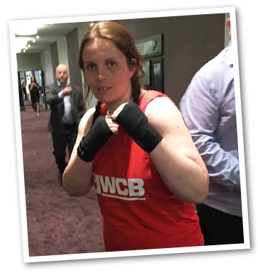 kathryn before a boxing match