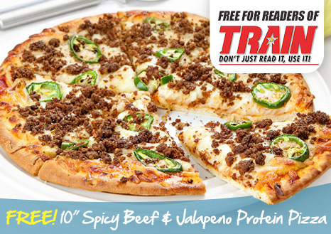 Claim your FREE 10 Inch Spicy Beef & Jalapeno Protein Pizza