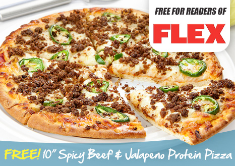 Claim your FREE 10 Inch Spicy Beef & Jalapaeno Protein Pizza