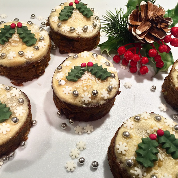 Protein Christmas Holly Cakes