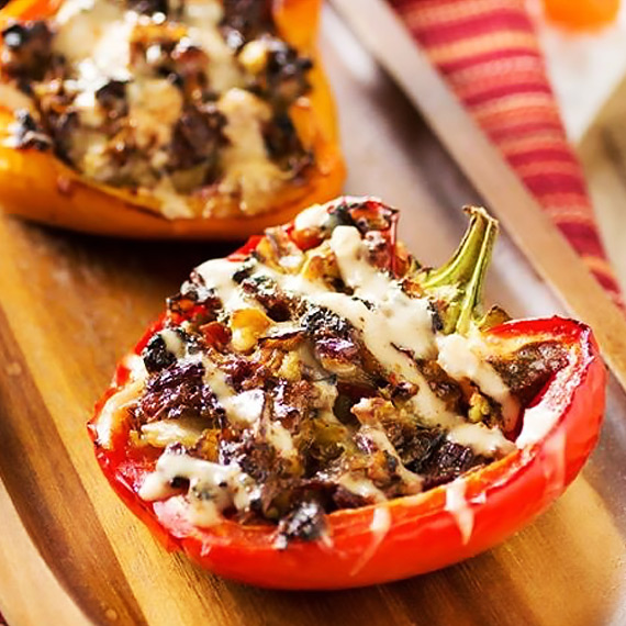 Baked Crispy Beef Stuffed Peppers