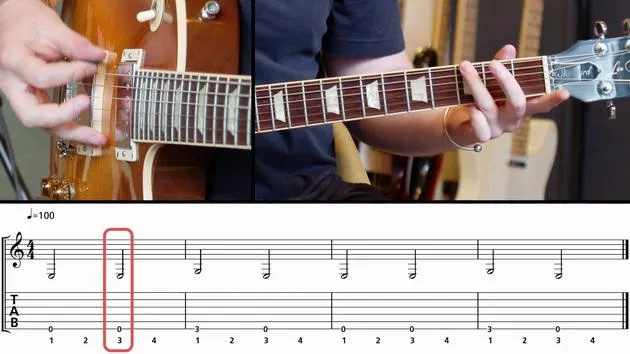 Riff using half notes