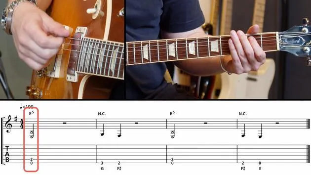 Riff aus Power Chords und Einzelnoten