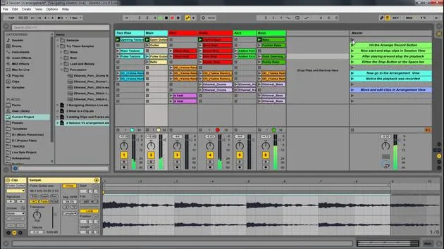 In Ableton Live navigieren – Session und Arrangement