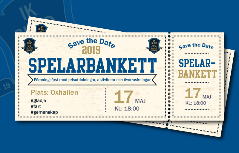 Save the date spelarbankett 2019