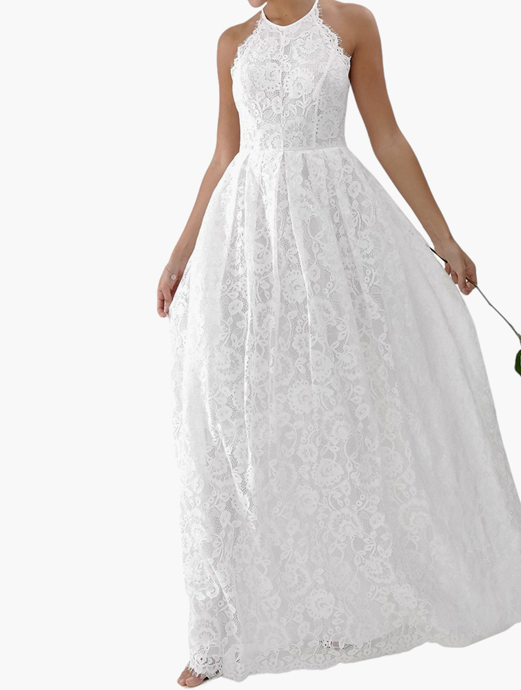 halter column wedding dress Juliette Halter Satin Wedding Dress | Made-To-Order main image 1
