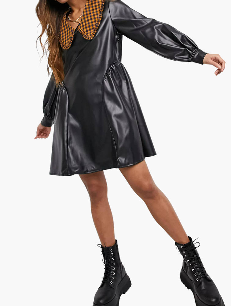 asos black leather dress Classic Little Black and white Dress main image 1