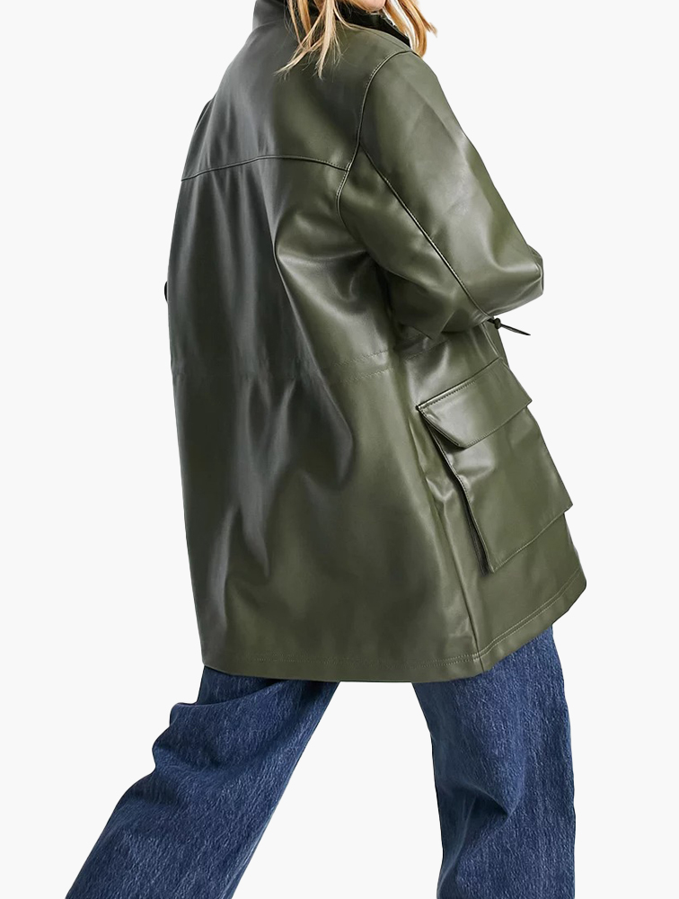MyRunway Shop ASOS Green Faux Leather Parka Coat for Women from