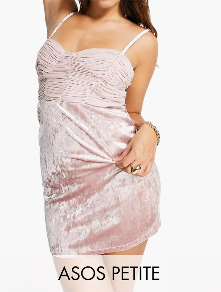 asos pink velvet dress ASOS - Curve Velvet Curved Neckline Midi Dress - Women - Polyester/Elastane - 14 US