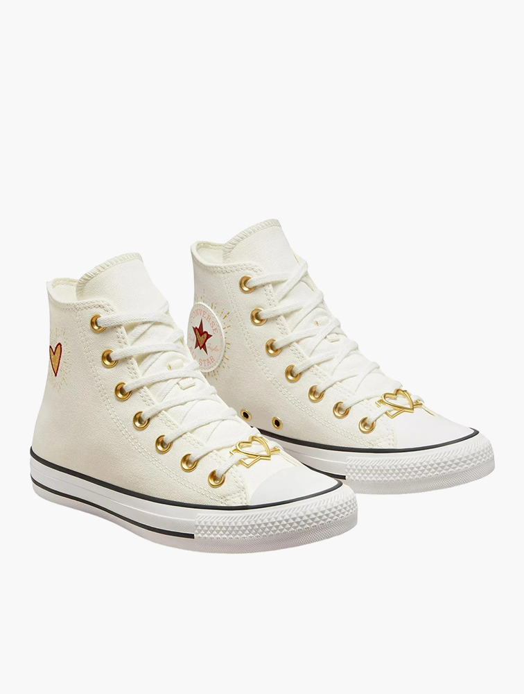white and gold converse high tops