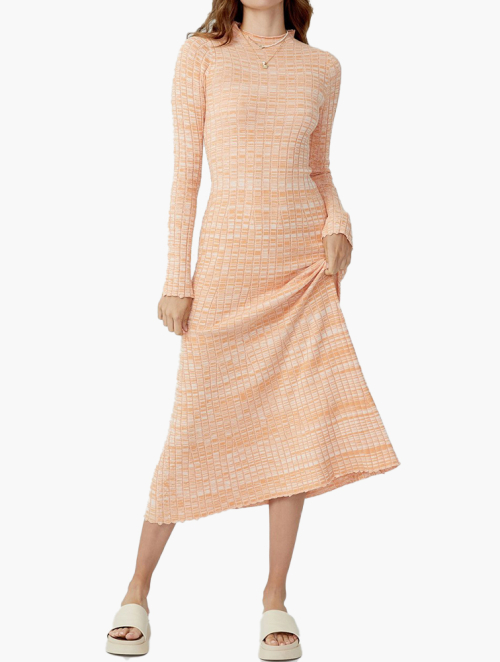 white christmas dresses The Rib-Knit Cap-Sleeve Midi Dress