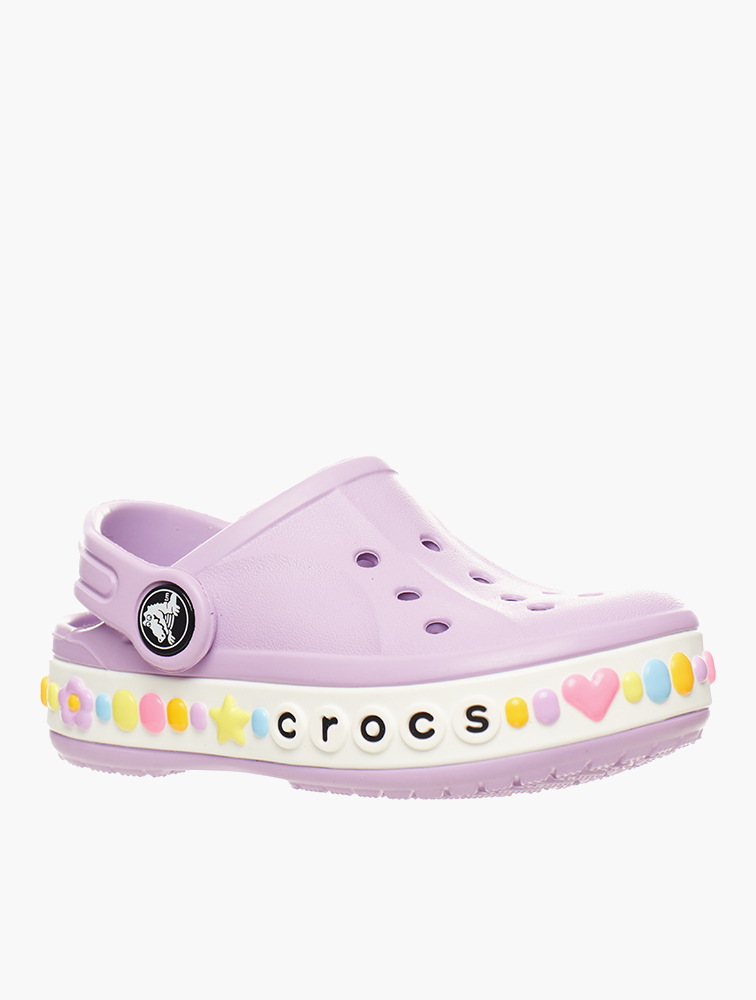 White crocs rainbow words store