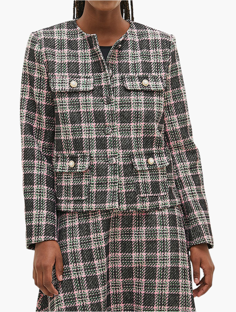 MyRunway | Shop edit Co-ord Tweed Jacket - Pink Check for Women