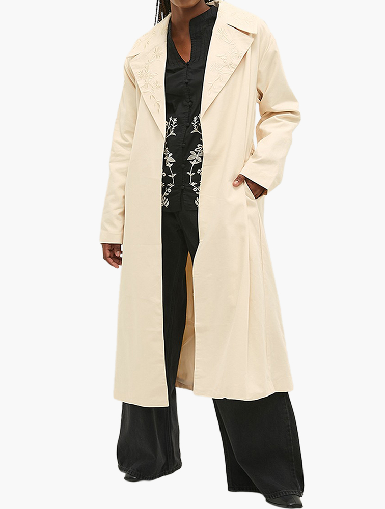 MyRunway | Shop edit Embellished Trench Coat - Ecru for Women from