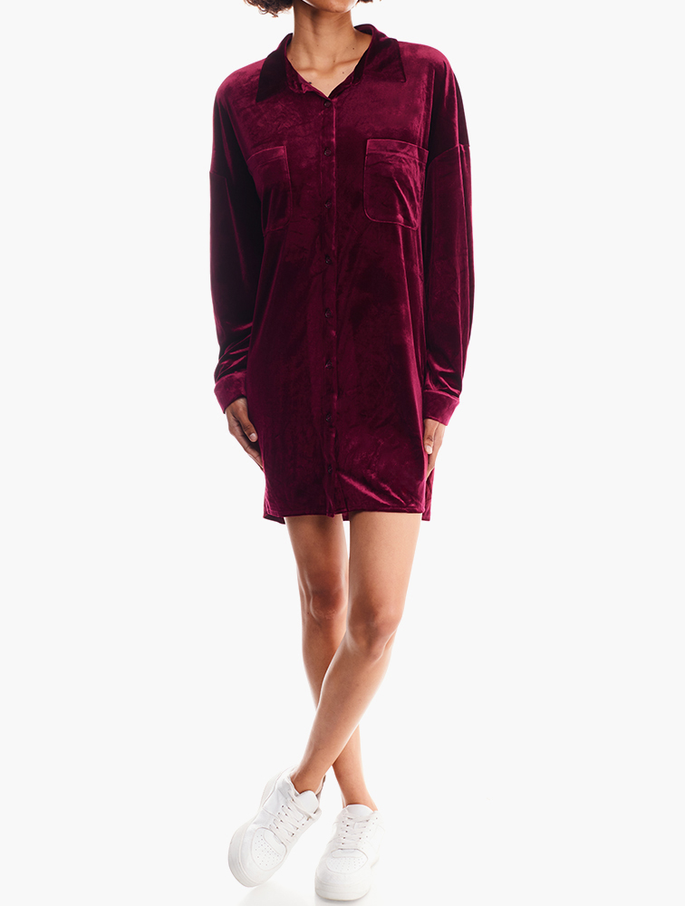 burgundy velvet shirt dress 1 State Velvet Dress Size Small Burgundy