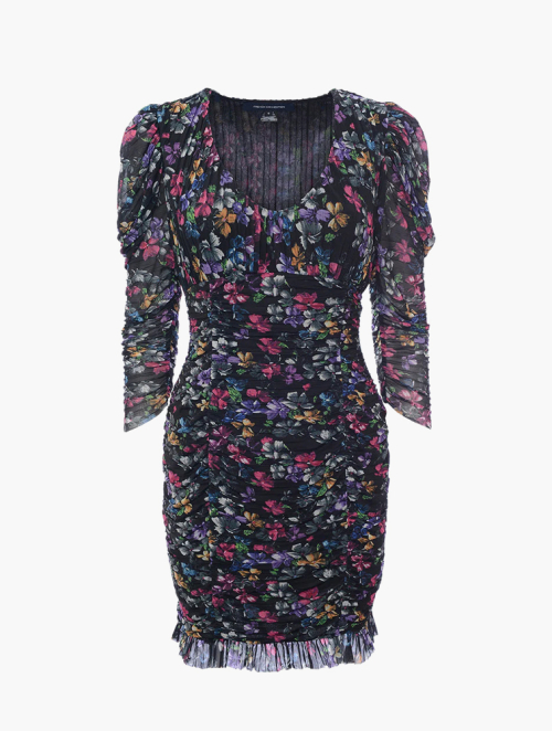 strapless open back dress Purple Crepe Sleeveless Midi Dress With Flower Beading main image 1