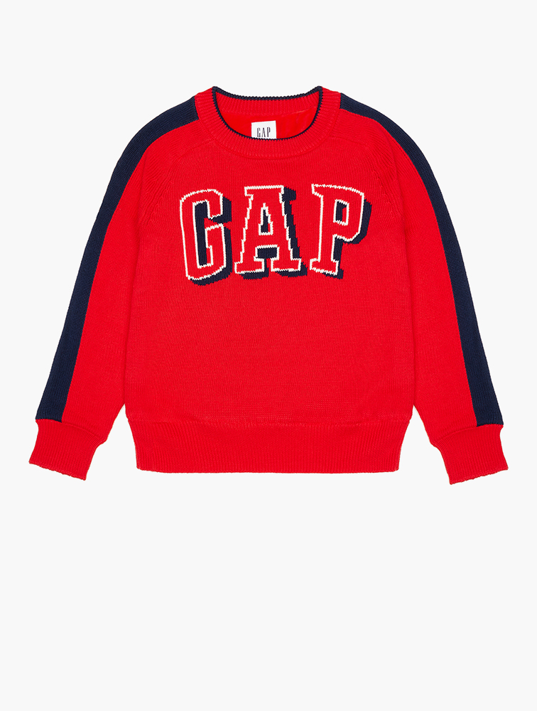 Red Crew Neck Knitted Sweater
