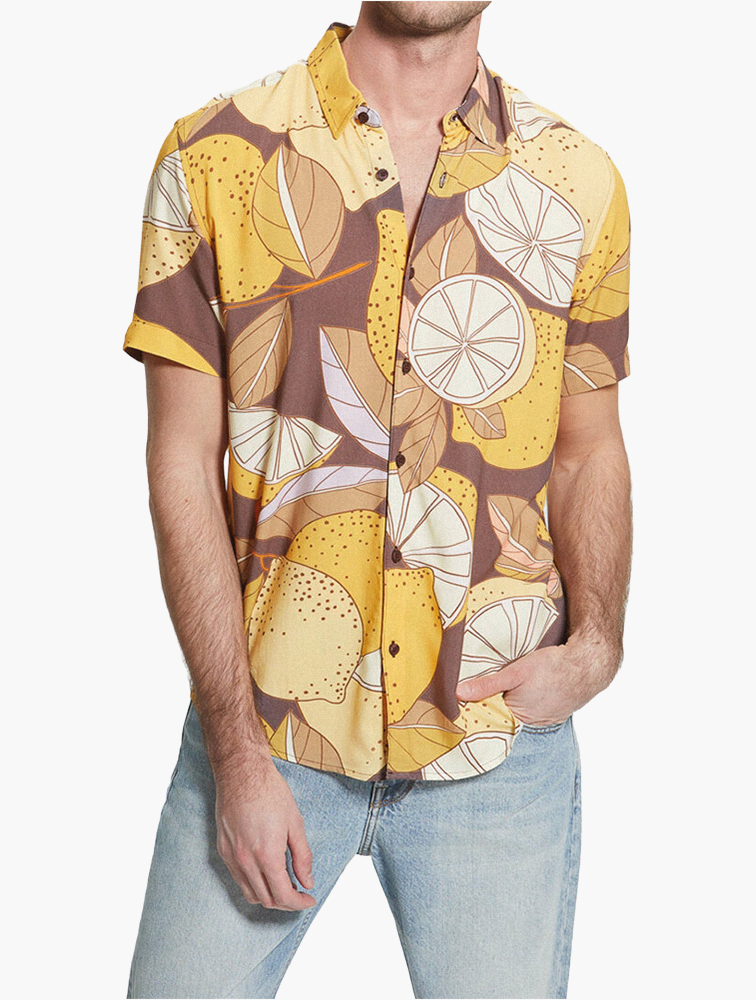 MyRunway | Shop GUESS Multi Short Sleeve Eco Rayon Lemon Print