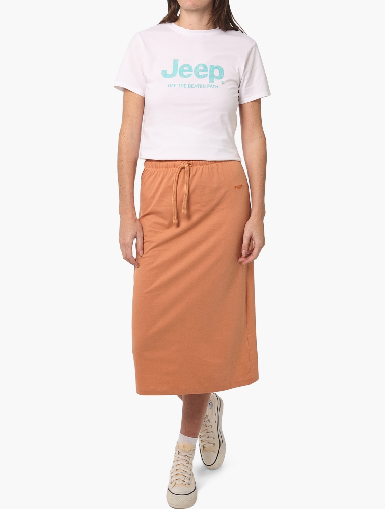 MyRunway | Shop Jeep Terracotta Single Jersey Drawstring Skirt for