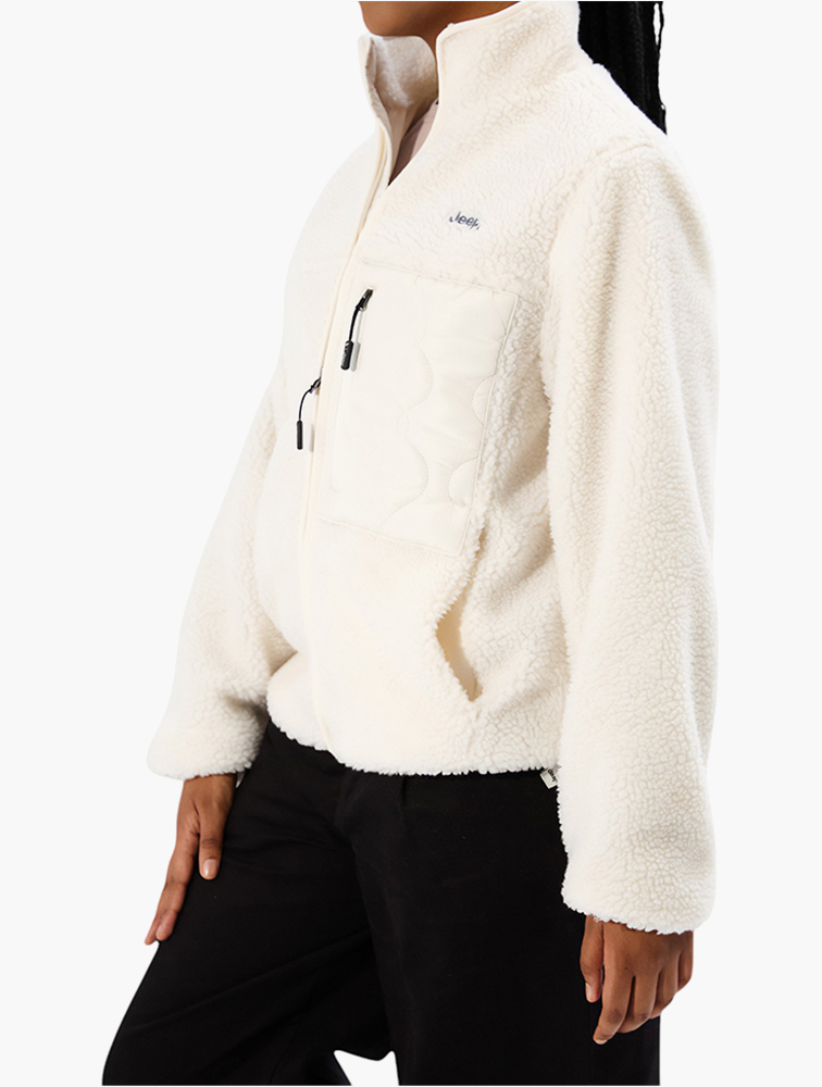 MyRunway | Shop Jeep Unbleached sherpa Zip Jacket for Women from
