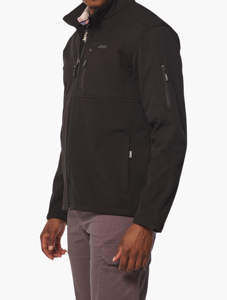 MyRunway | Shop Jeep Black Core Softshell Jacket for Men from