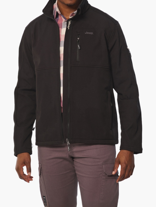 MyRunway | Shop Jeep Black Core Softshell Jacket for Men from