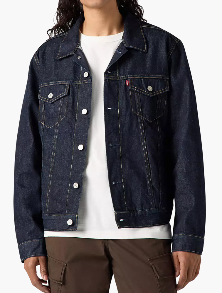 MyRunway | Shop Levi's Blue Thriller Selv Resin Rinse Trucker