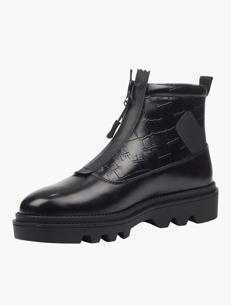 MyRunway | Shop Mazerata Black Vinchey 35 Wax Print Boots for Men