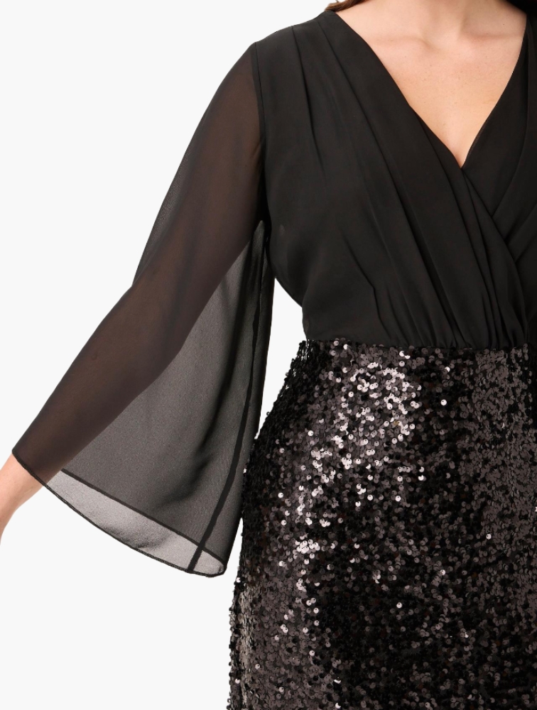 MyRunway | Shop MILADYS Black V-Neck Sheer Sequin Midi Dress for Women from  MyRunway.co.za