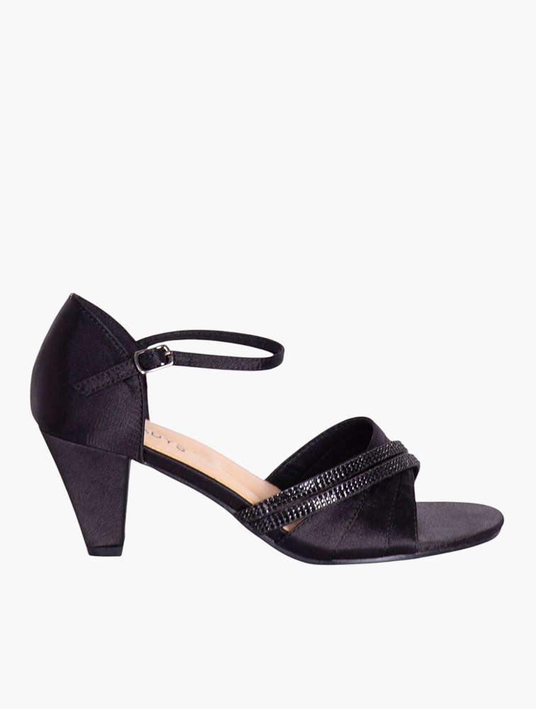 Heel Miladys Shoes MyRunway Shop MILADYS Black Open-Toe Low Heel