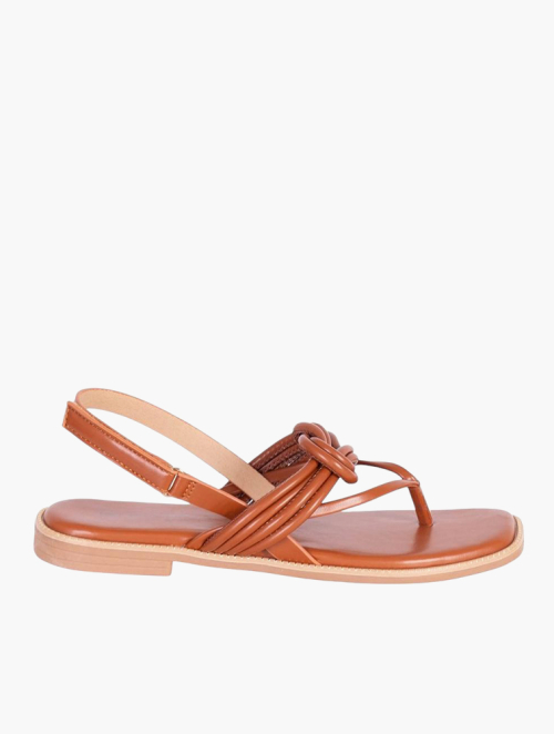 MyRunway Shop MILADYS Brown Square Toe Lace-Up Sandals for Women