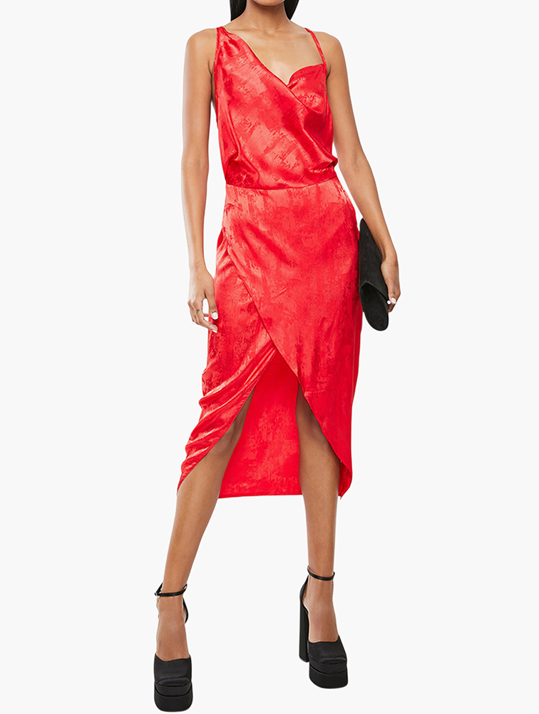 missguided asym strap drape satin midi dress Missguided Blue Satin Drape Asymmetric Strap Midi Dress