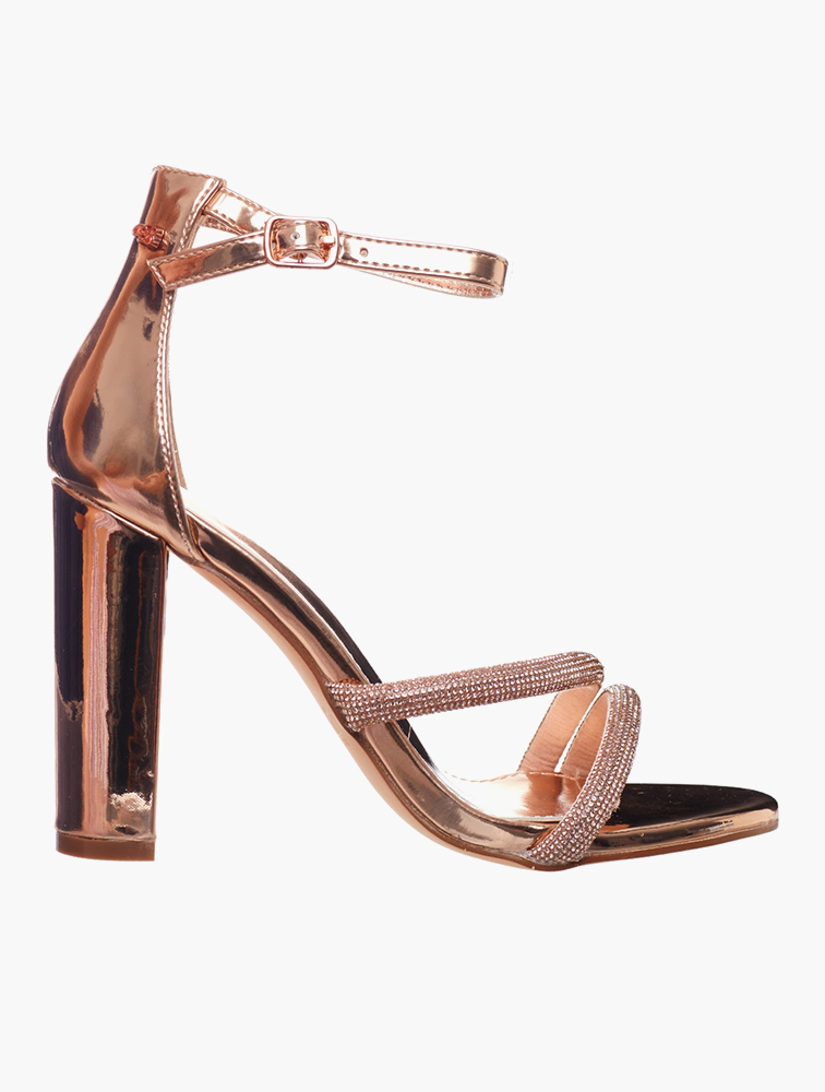MyRunway Shop Miss Black Rose Gold Border Block Heels for